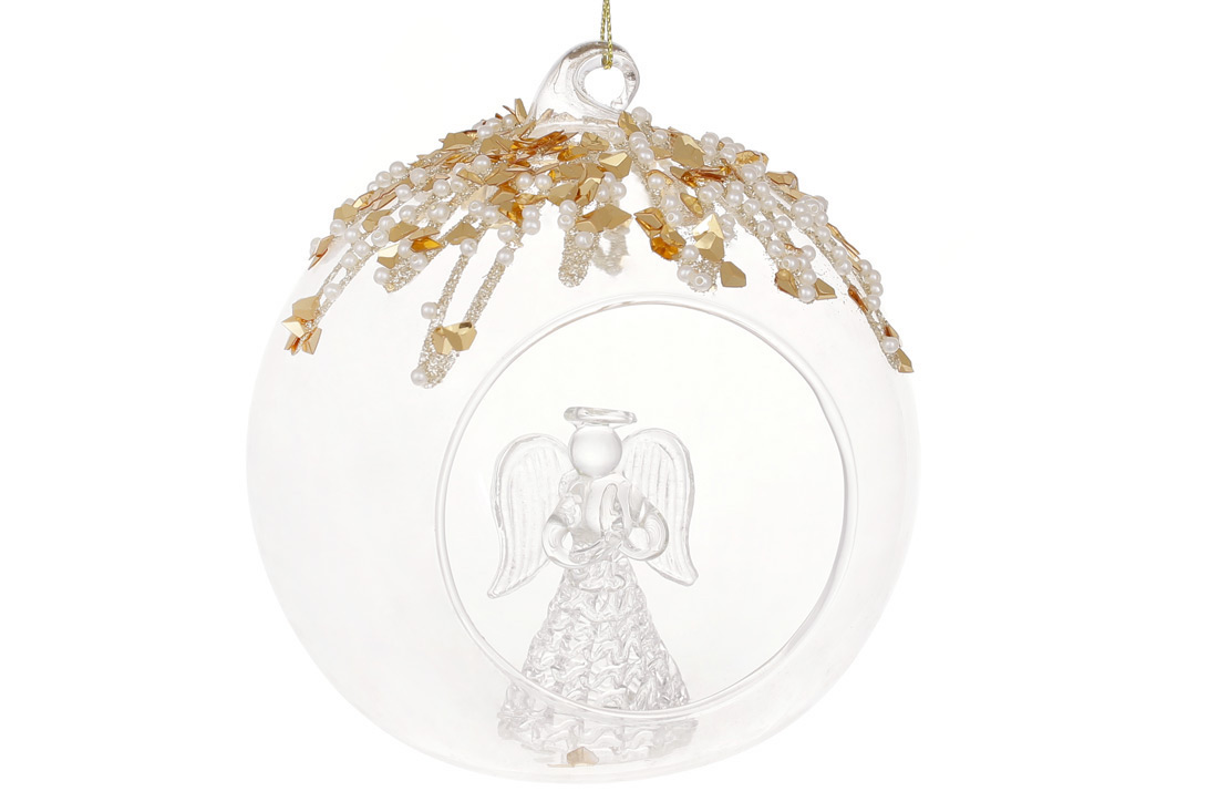 Glass ball made of transparent glass with an Angel figure inside