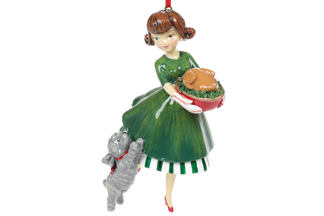 Girl with puppy on Holy Supper ornament