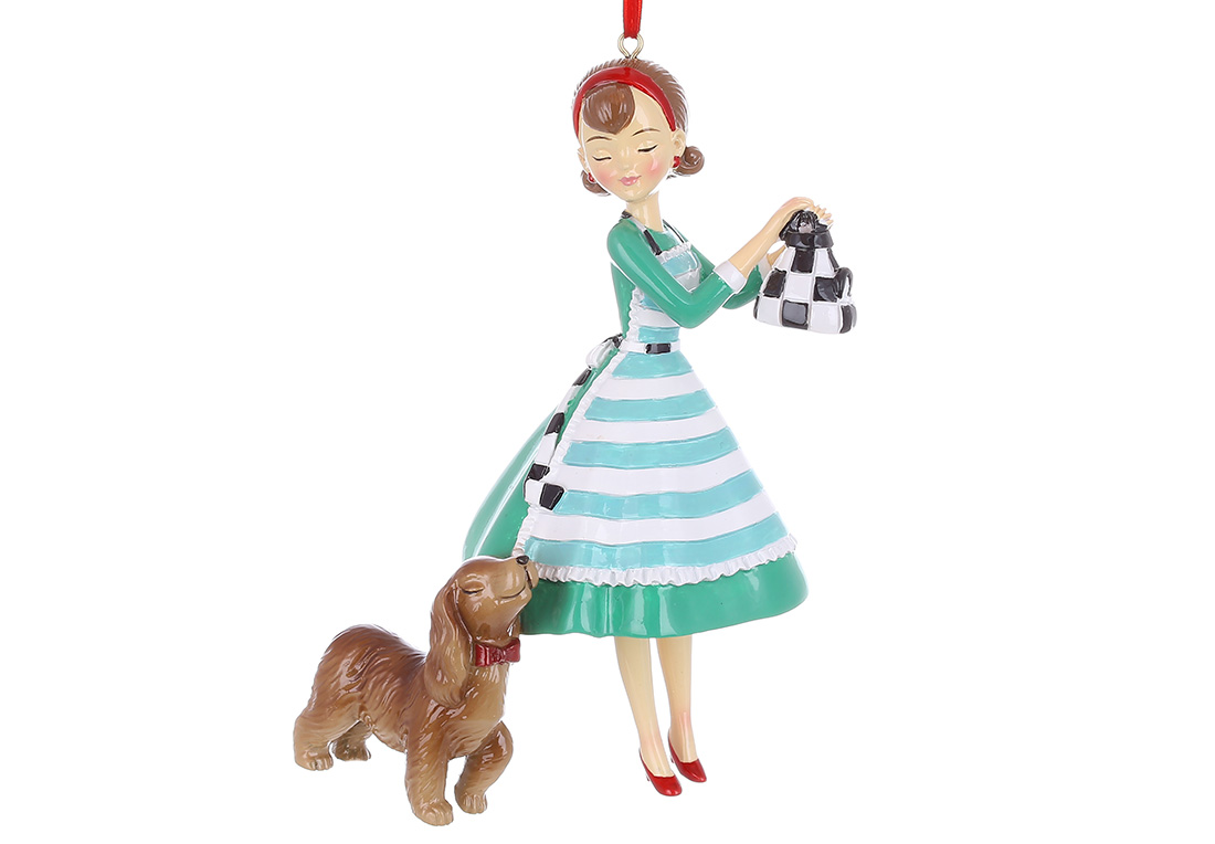 Decorative hanging figure Girl with a spaniel