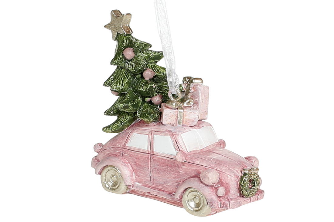 Car with Christmas tree ornament