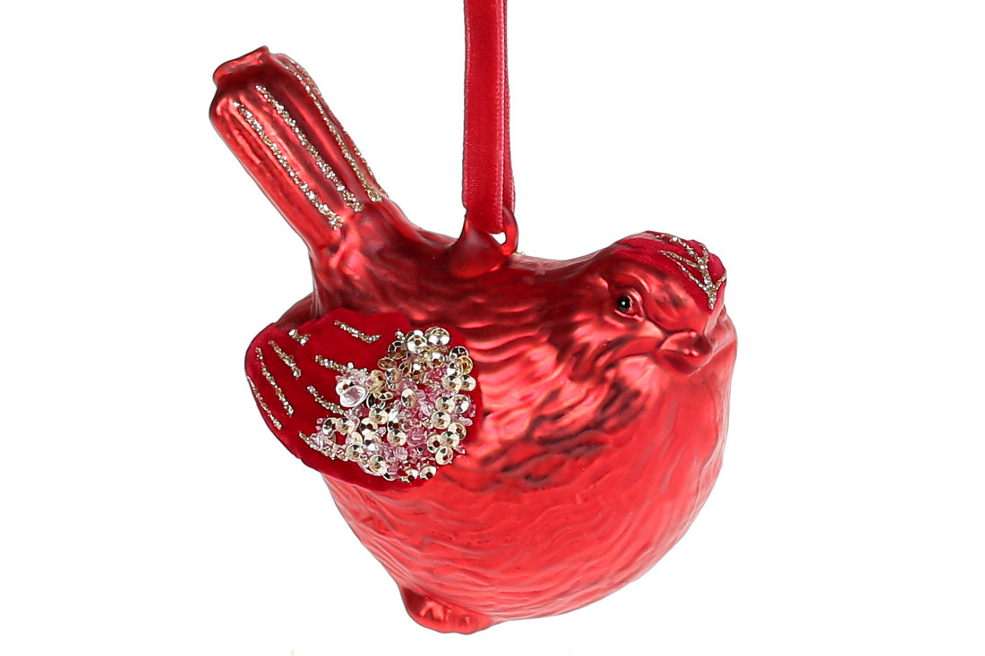 Glass bird red cardinal  ornament