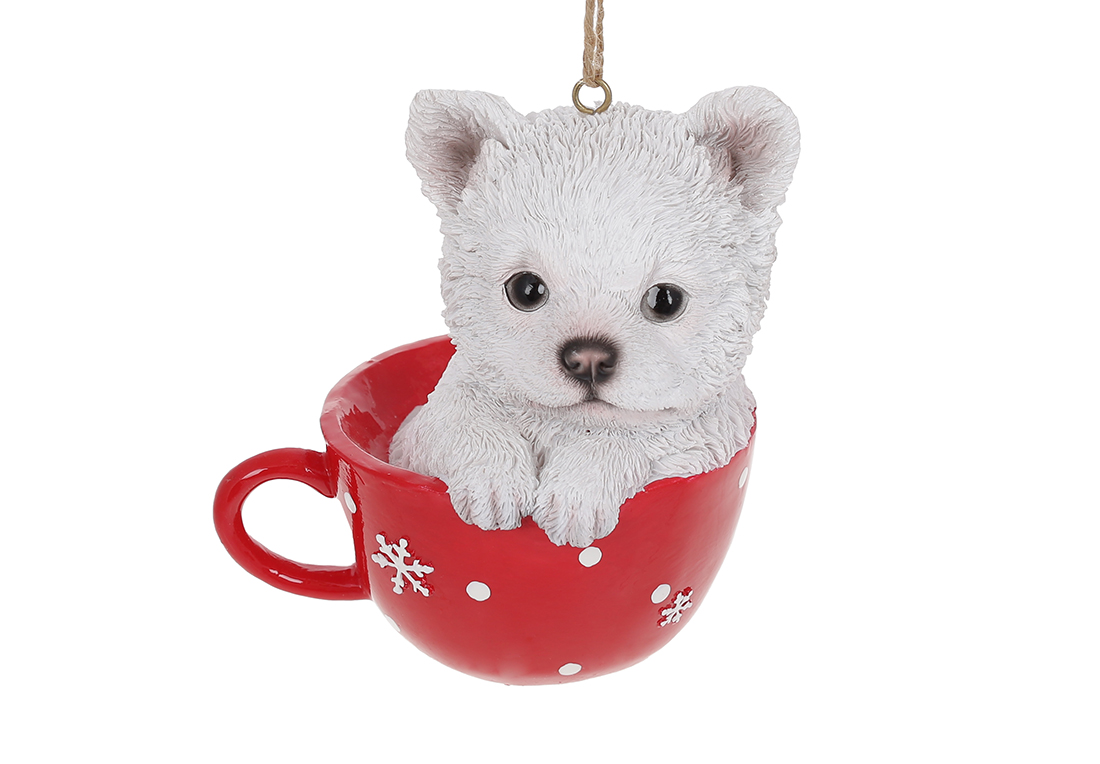 Puppy in a cup ornament