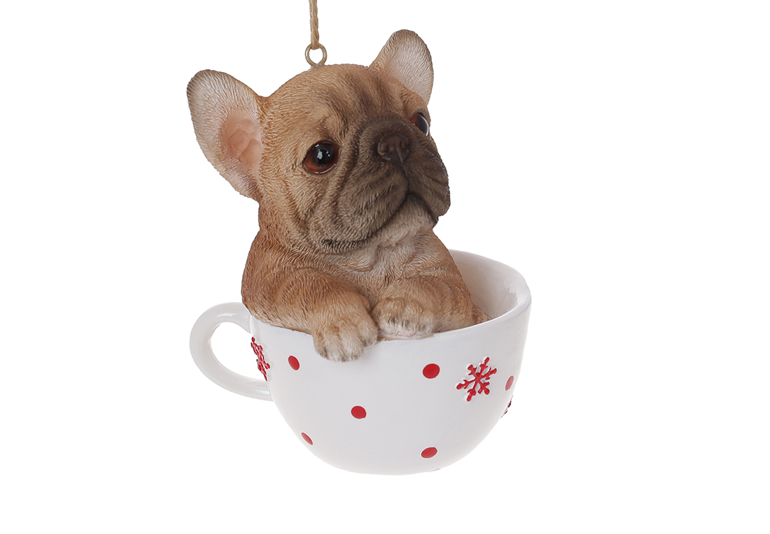 Puppy in a cup ornament