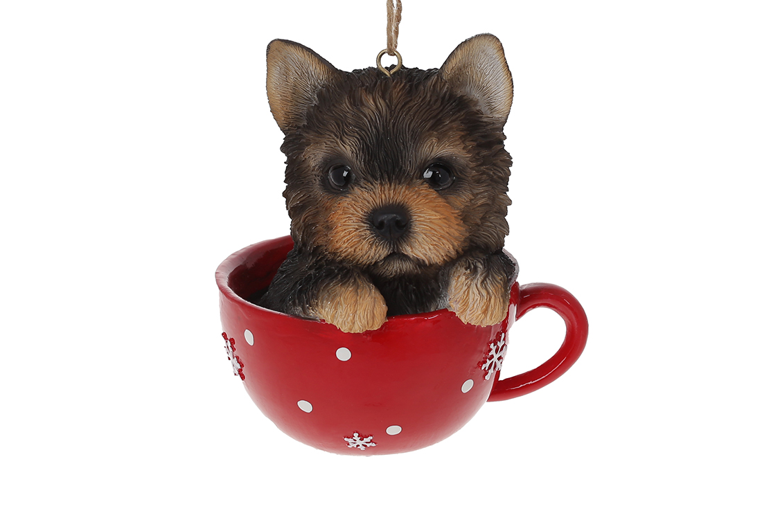 Puppy in a cup ornament