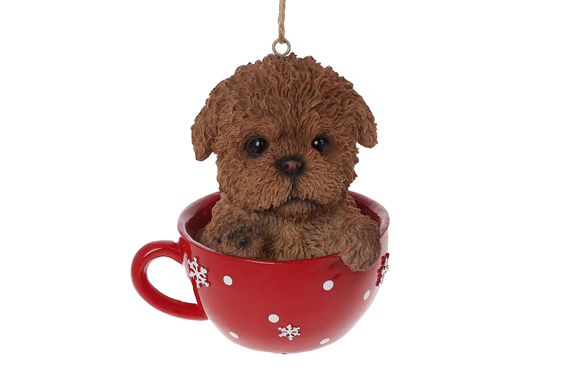 Puppy in a cup ornament