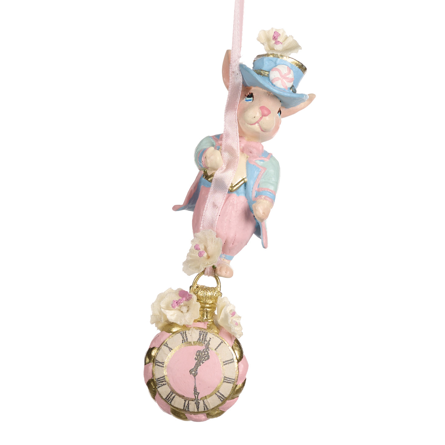 Candy rabbit on clock/watch ornament