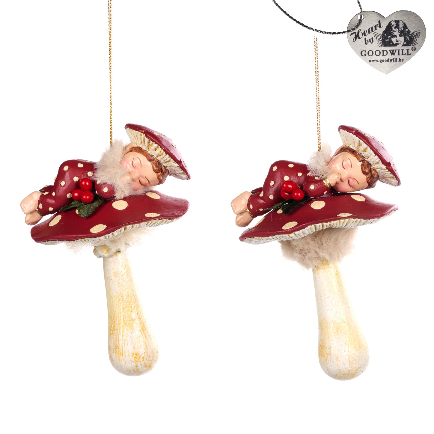 Woodlands sleeping mushroom baby ornament ASS/2