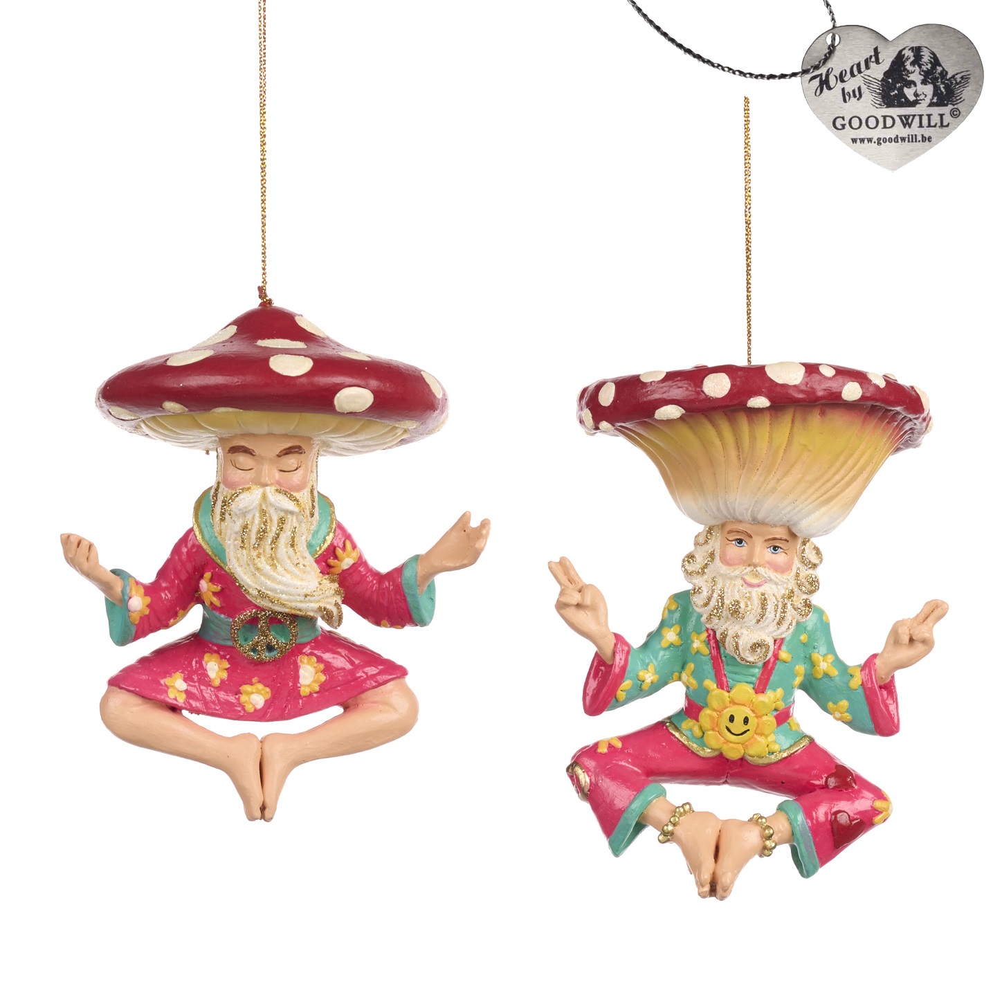 Love yoga magic mushroom Santa ornament ASS/2