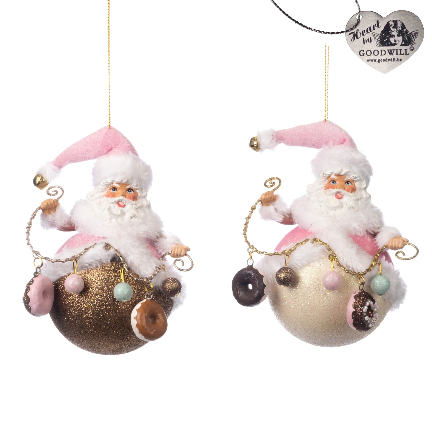 Chocolate Santa ball dangle donuts ornament ASS/2