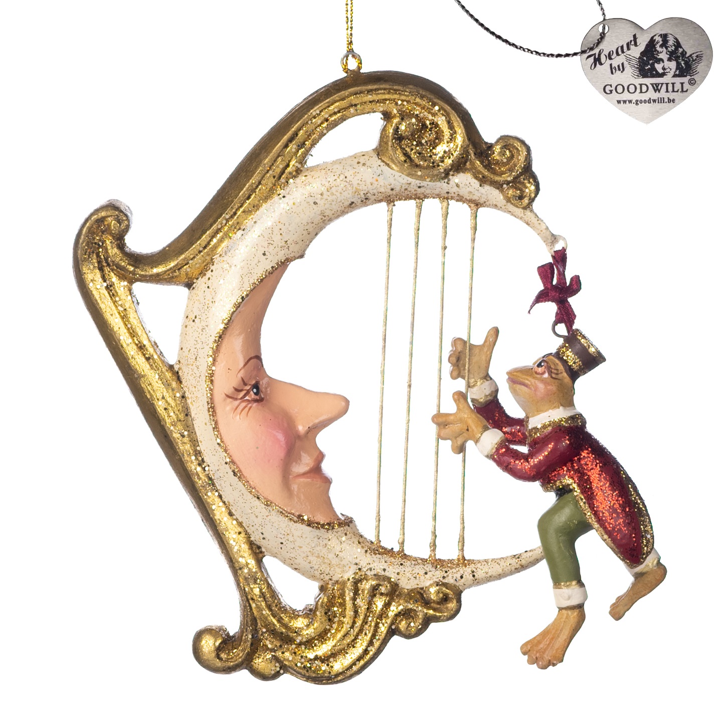 Parade frog playing moon harp ornament