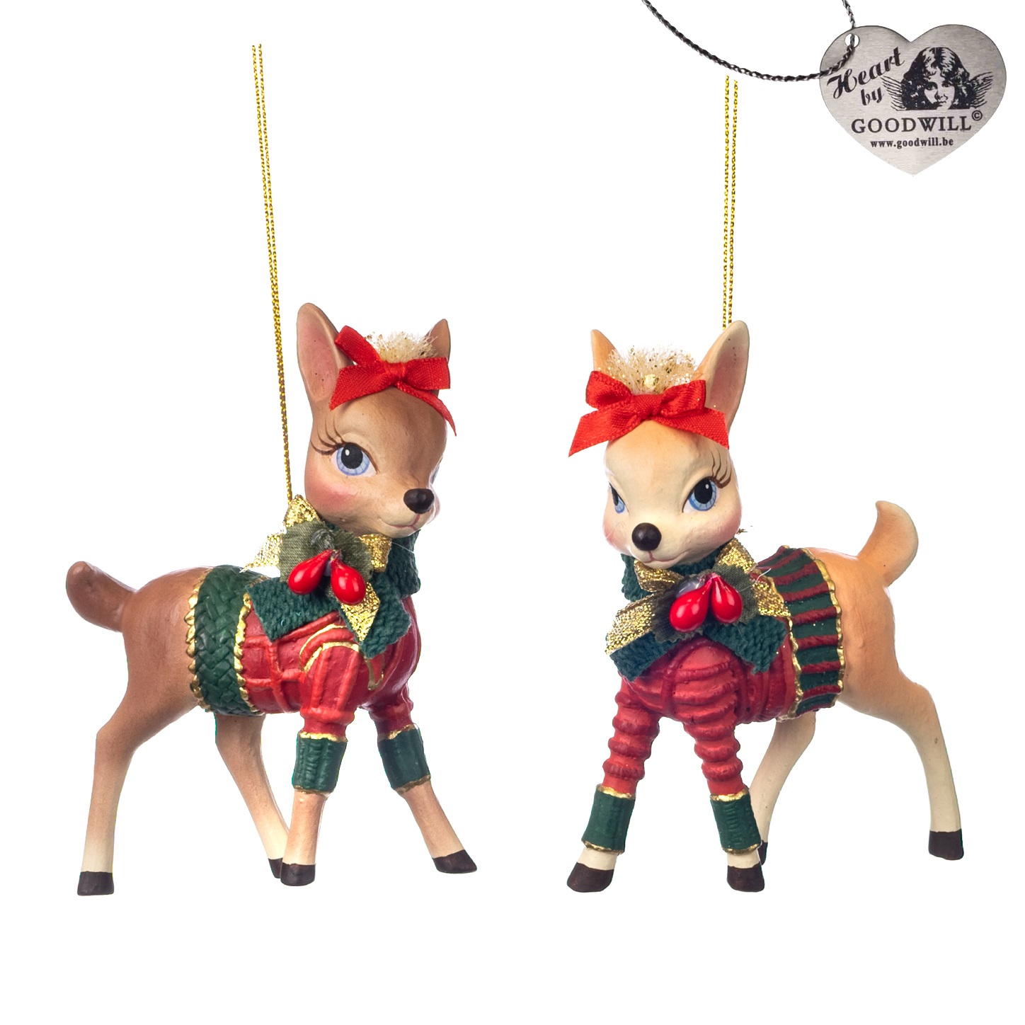 Woodland Xmas bambi with sweater ornament ASS/2