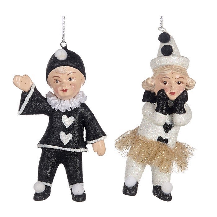 Pierrot boy/girl couple ornament SET/2