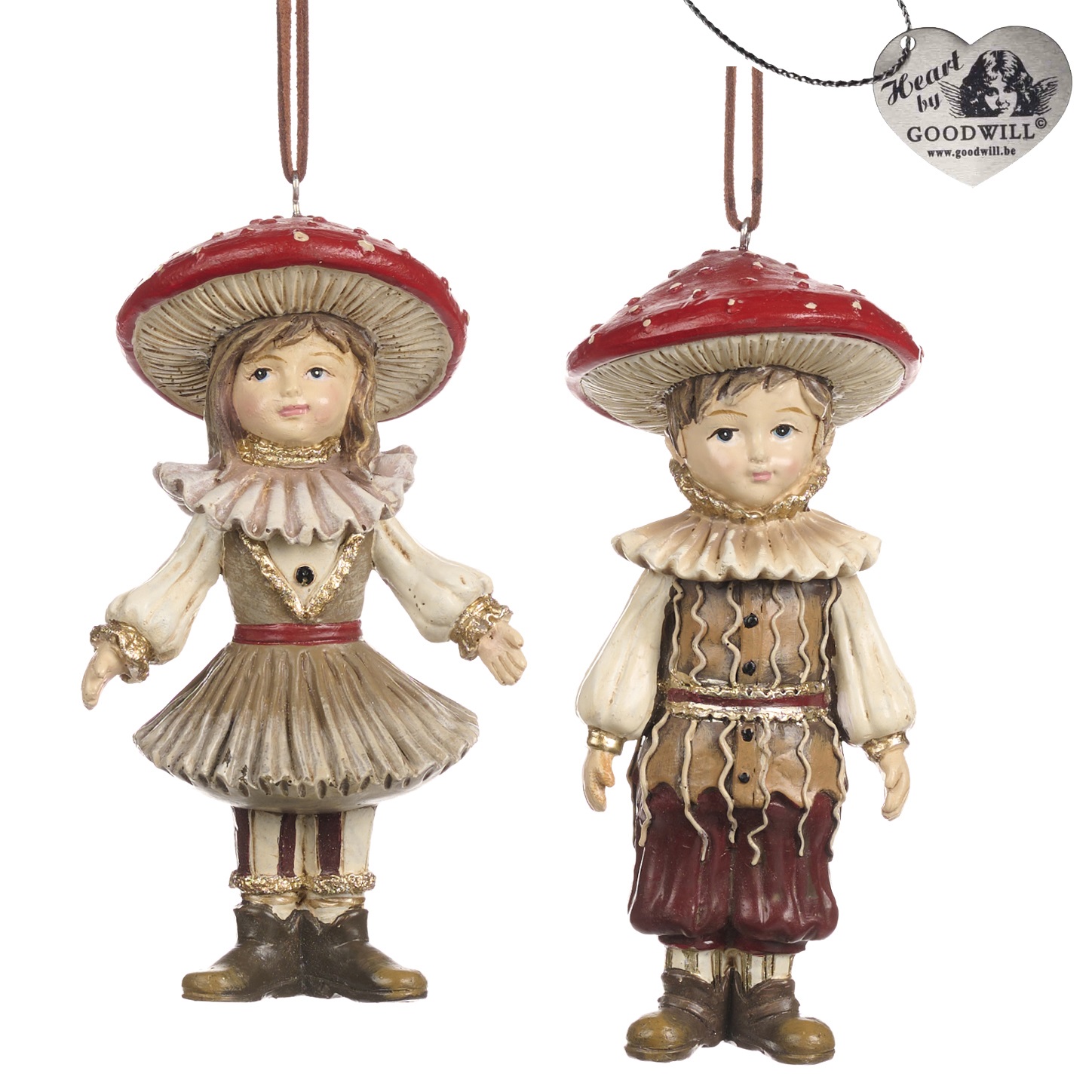 Woodland mushroom kid ornament SET/2