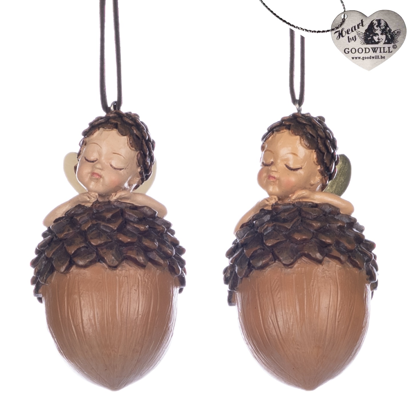 Winter fairy baby in acorn ornament ASS/2