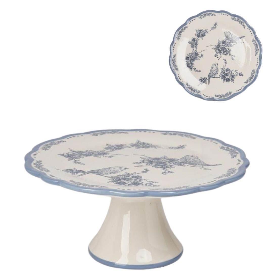 Dolomite delft bird/flower cake stand TT 