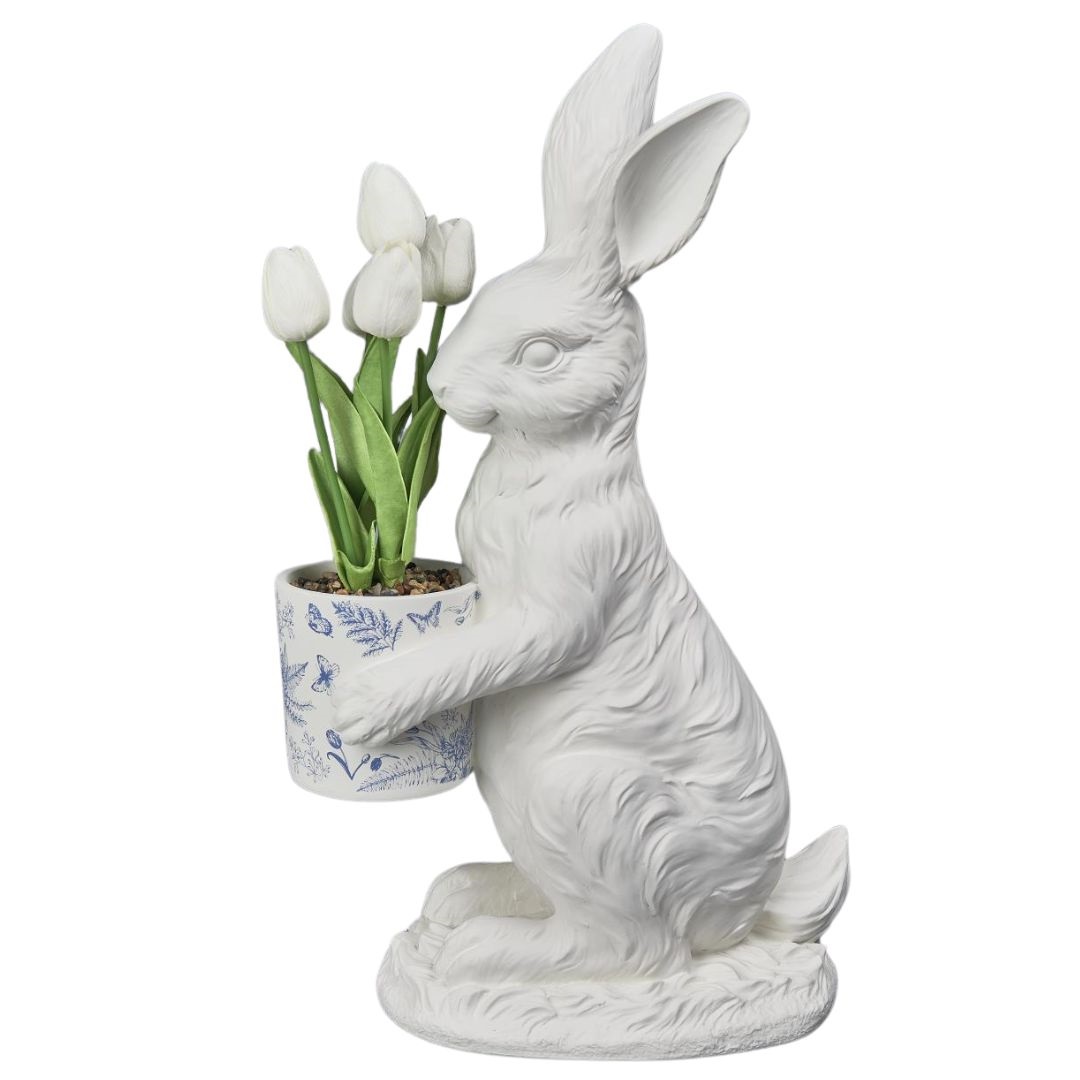 
Delft bunny holding planter  TT 
