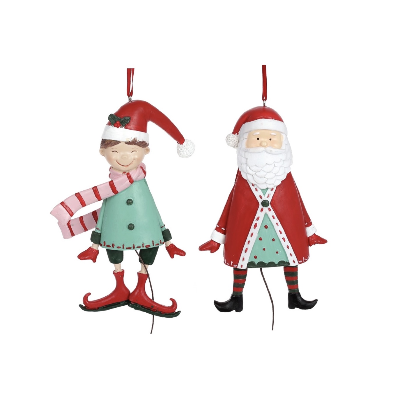 Puppet Elf/Santa ornament SET/2