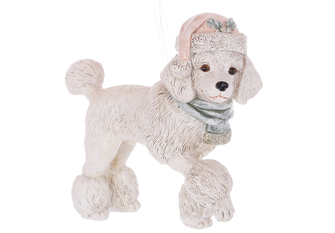 White Poodle in a hat ornament