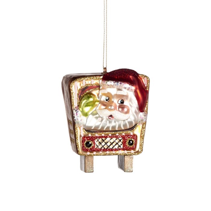 Glass TV time Santa ornament