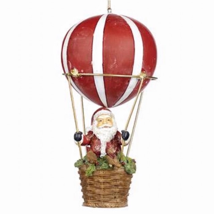 Santa in hot air ballon ornament