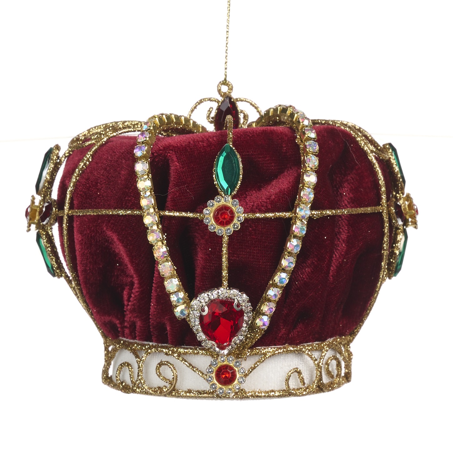 Velvet/metal wire jewel crown ornament