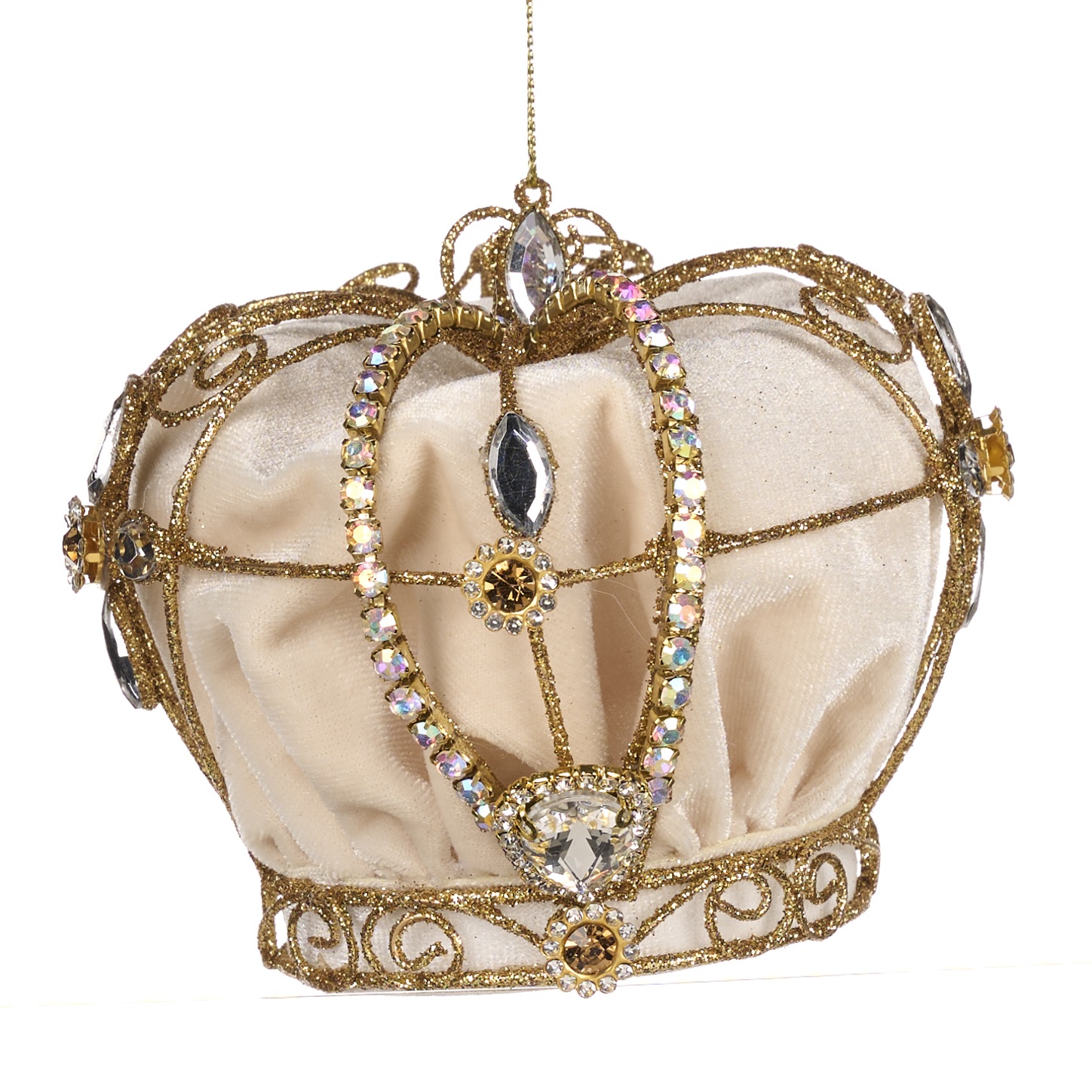 Velvet/metal wire jewel crown ornament