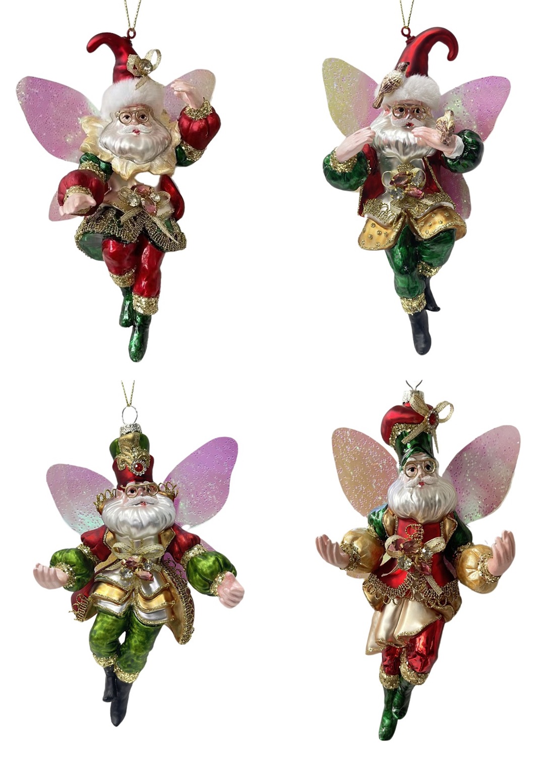 Glass fairy Santa ornament ASS/4