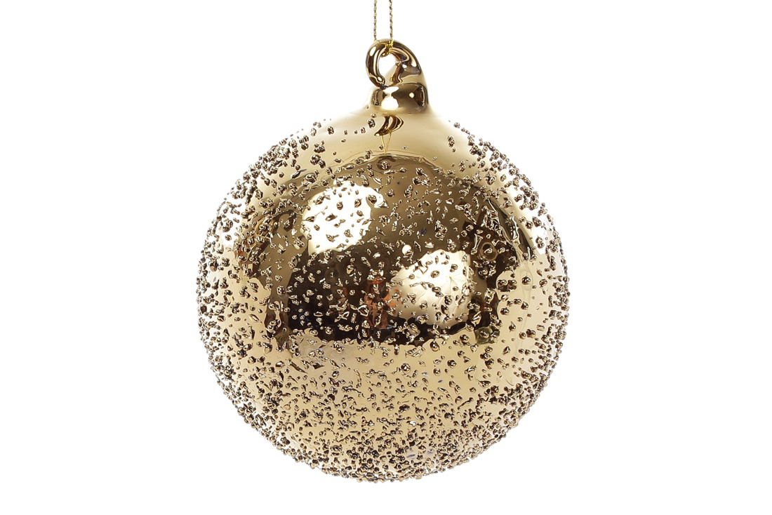 Glass Christmas tree ball - gold placer