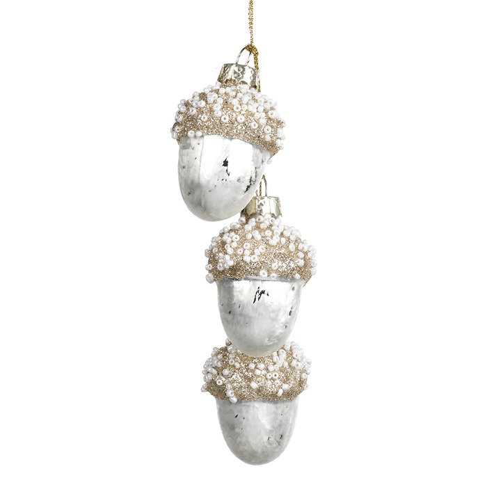 Glass dangle beads acorns opnament