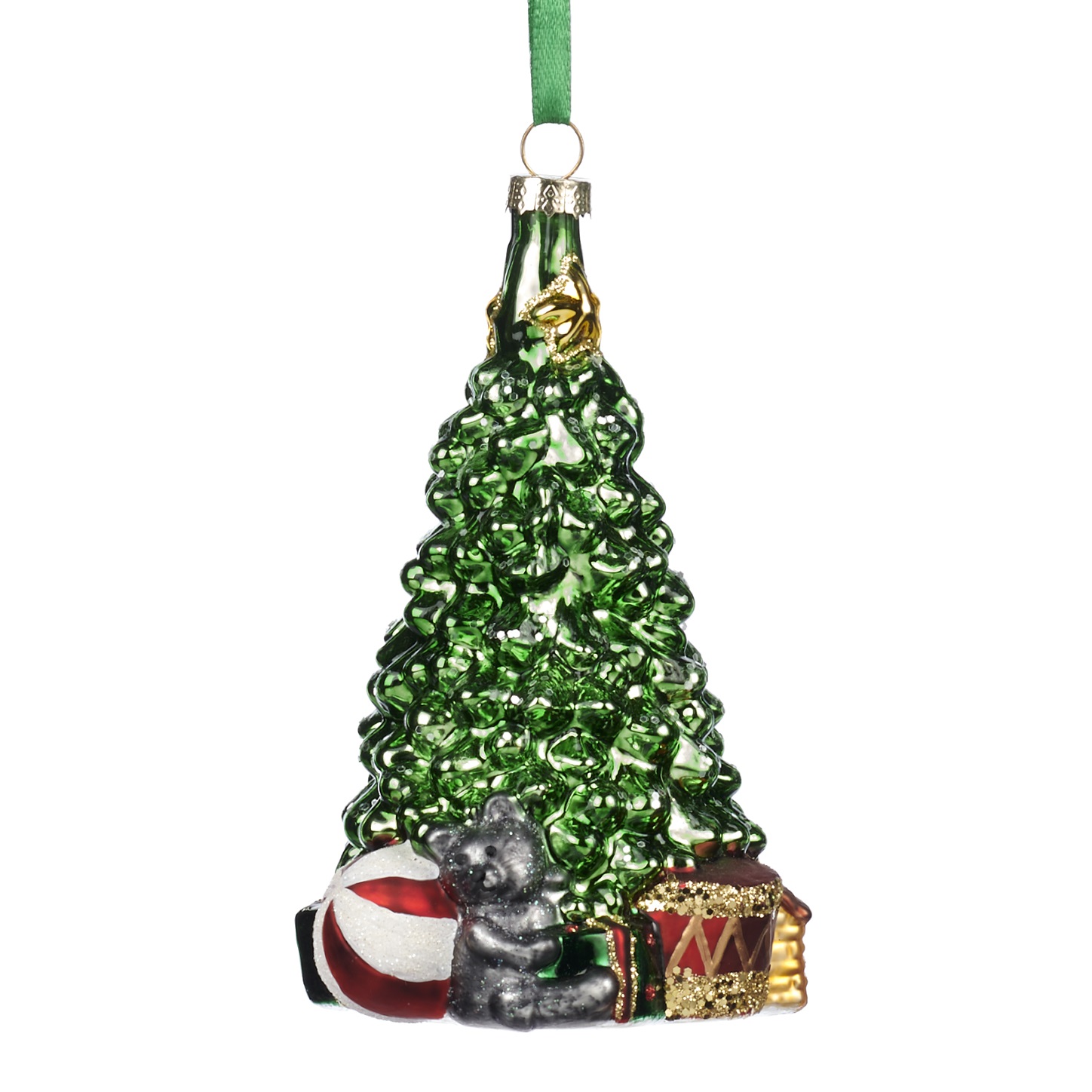 Glass tree with gift  ORN