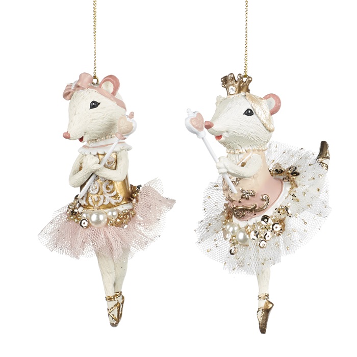 Tulle ballerina mouse ornament  ASS/2