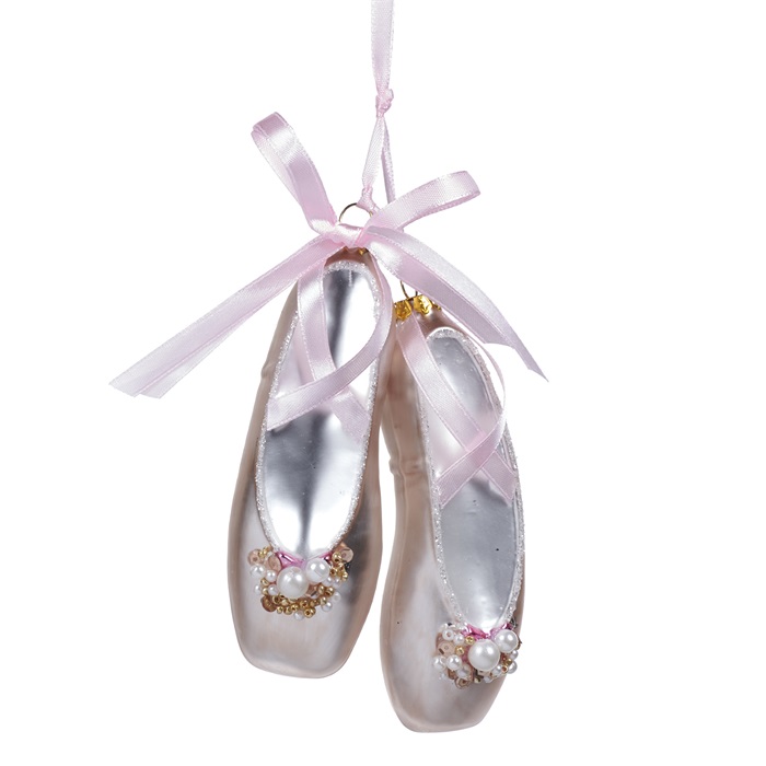 Glass pearl ballet slippers ornaments