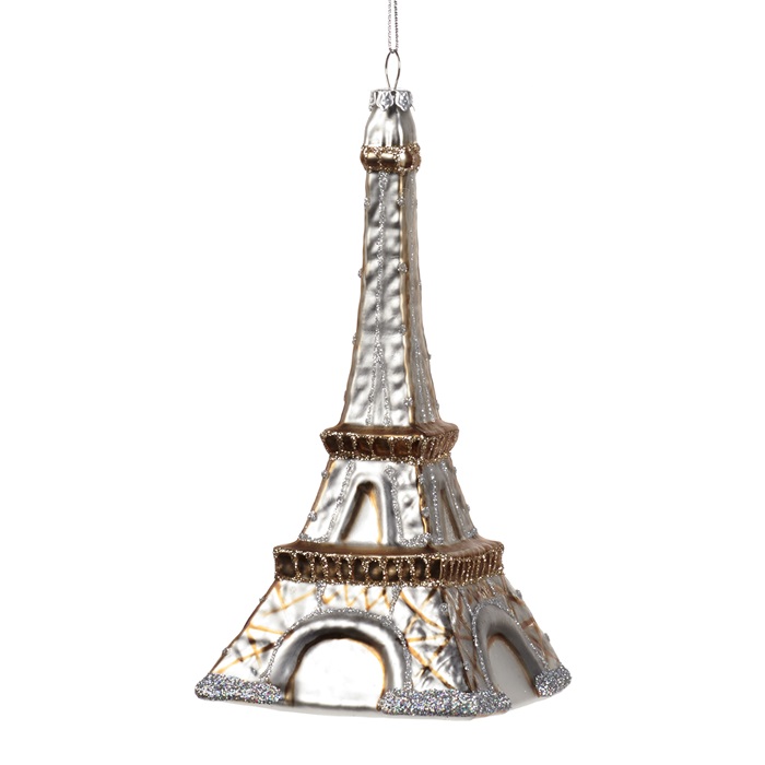 Glass Eiffel tower ornament