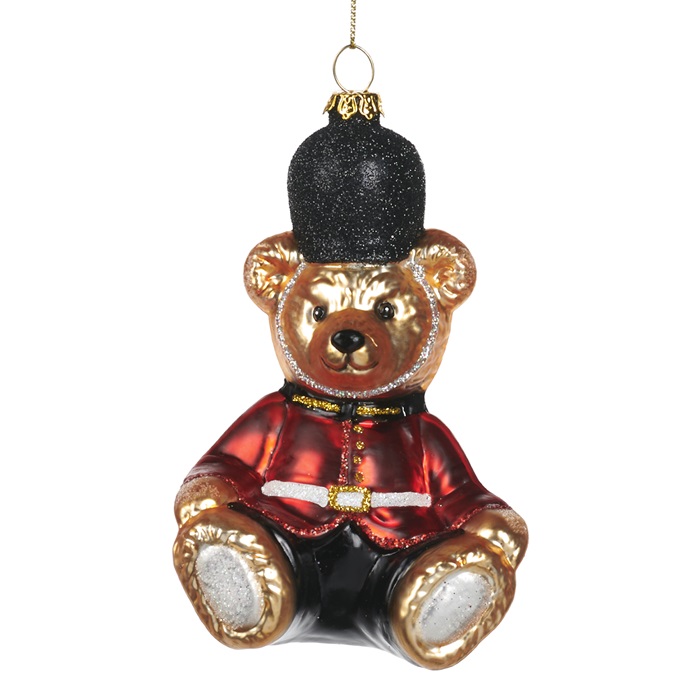 Glass Teddy bear guard ornament