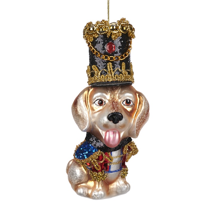 Glass Nutcracker dog ornament