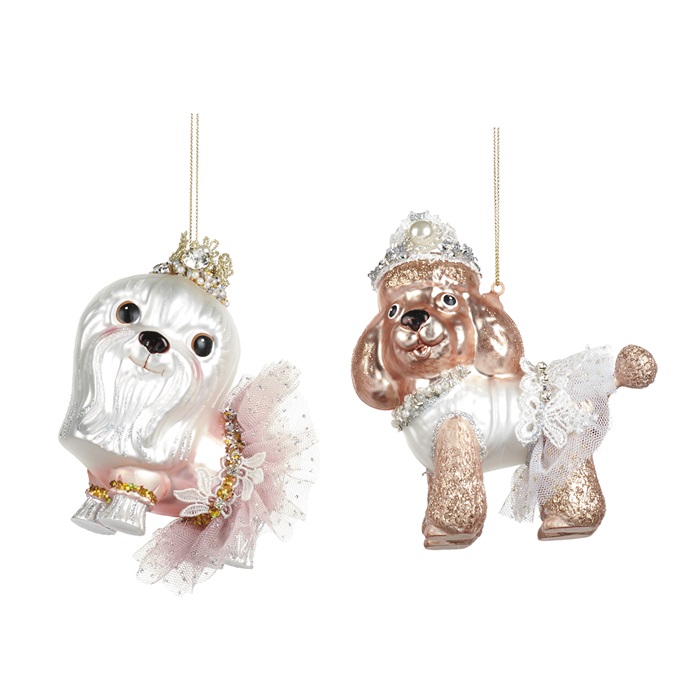 Glass ballerina princess dog ornament  ASS/2