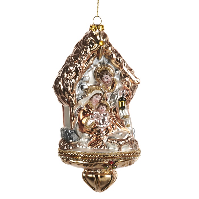 Glass  religious hole family ornament