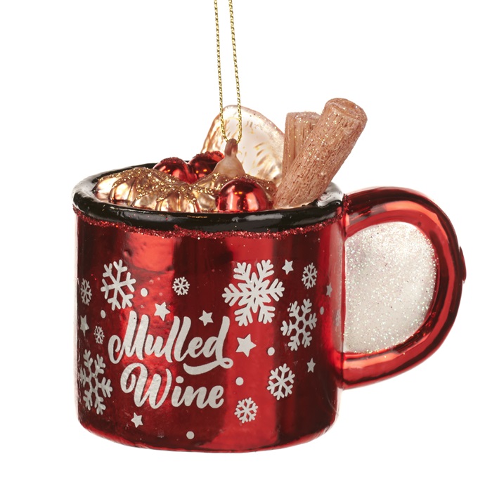 Glass Xmas mug of  mulled wine ornament