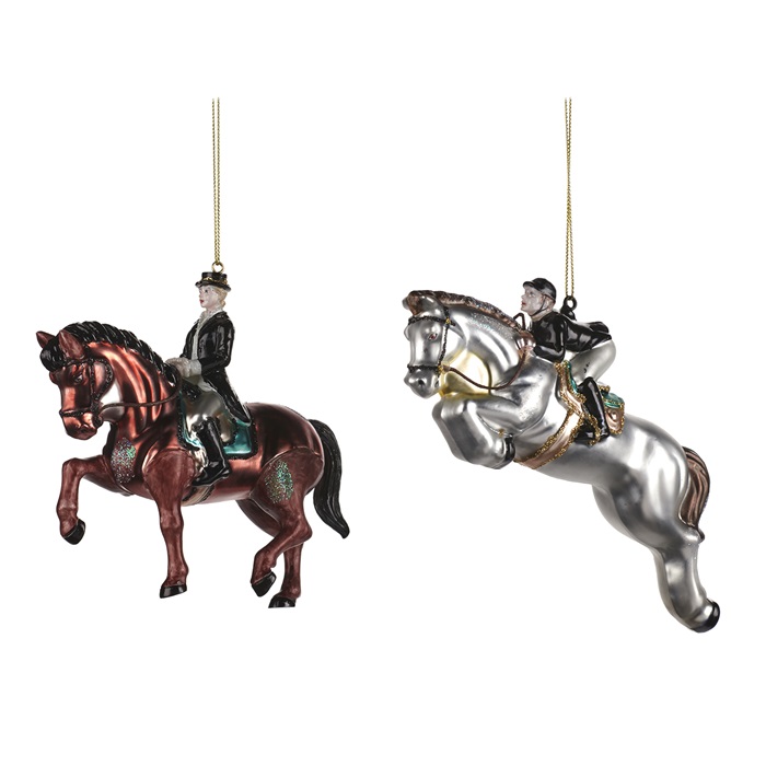 Glass equestr.race horce ornament   ASS/2