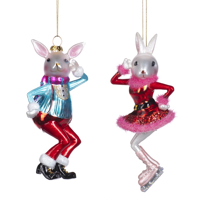 Glass dancing disco rabbit ornament  ASS/2