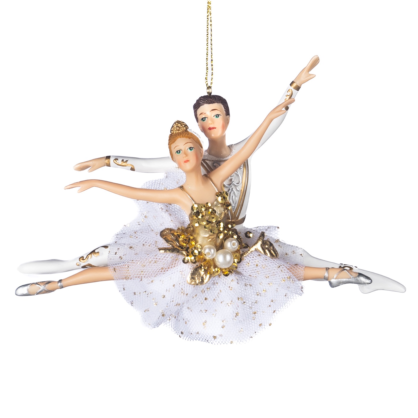 Tulle pearl split ballet couple ornament