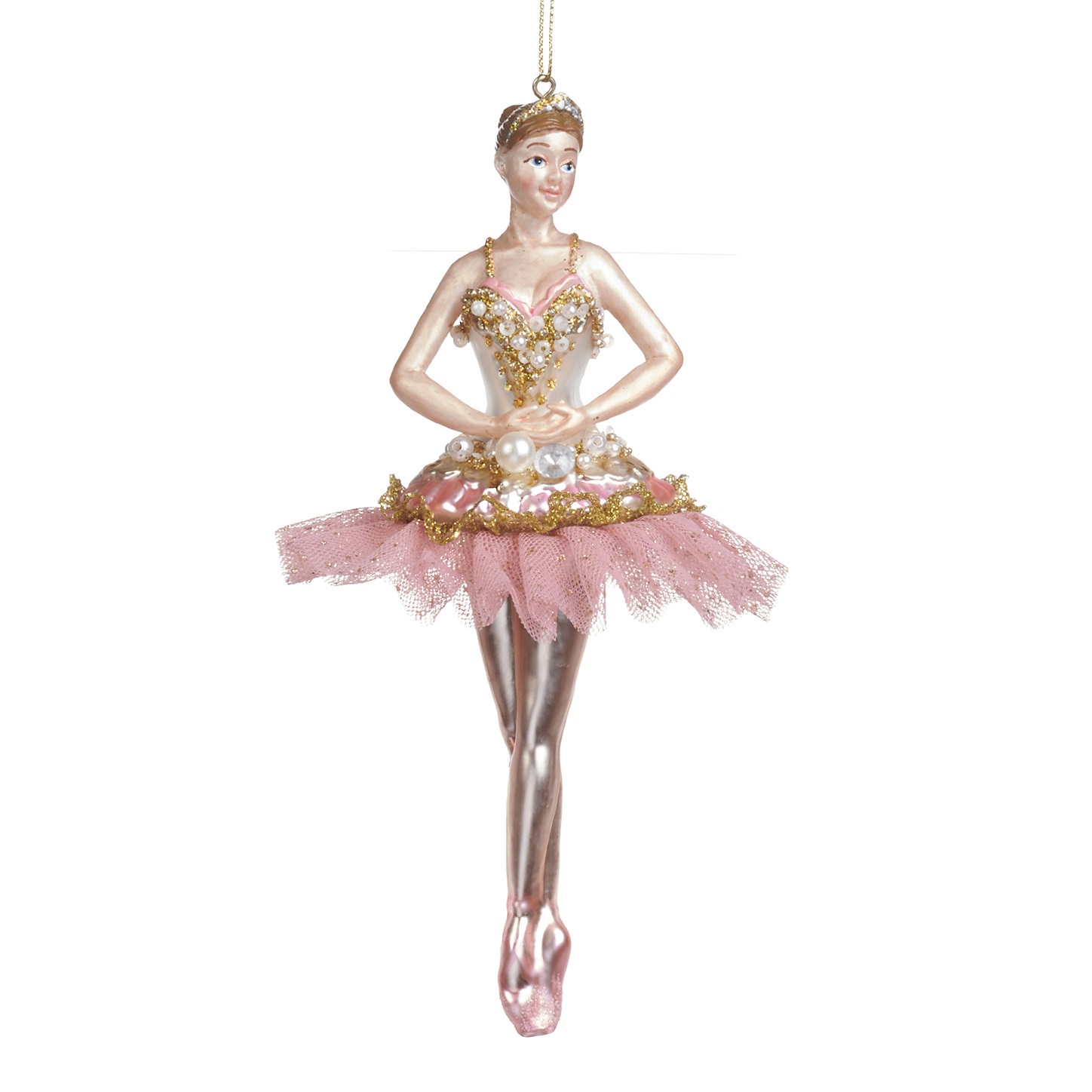 Glass/tulle pearl ballerina ornament