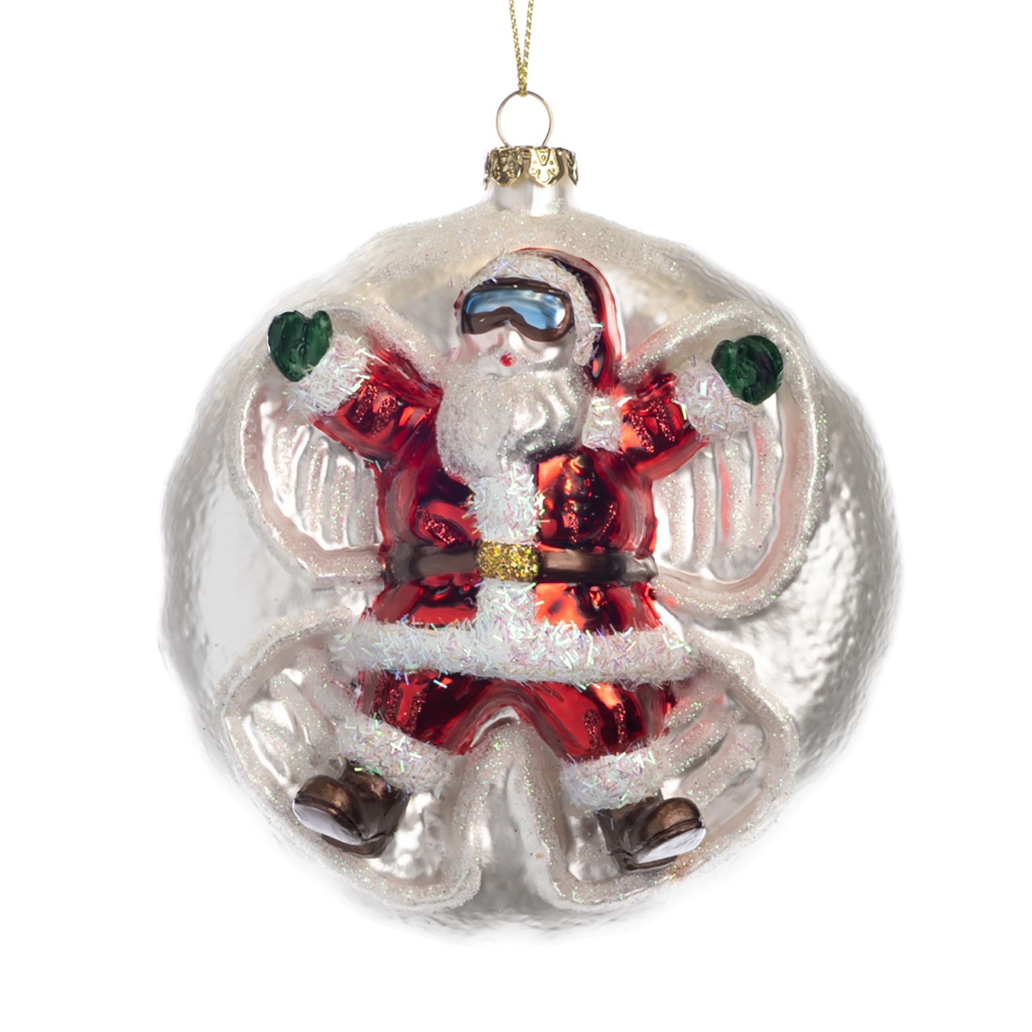 Glass Santa snow angel ball