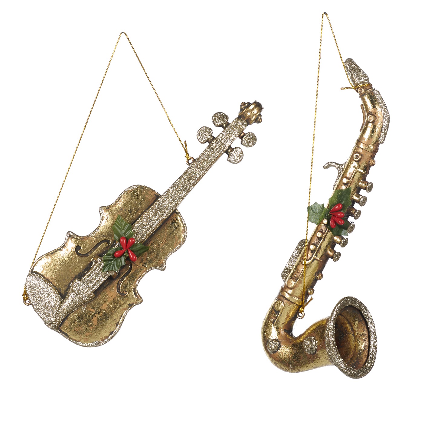 Xmas musical instrument violin or saxophone ornament ASS/2