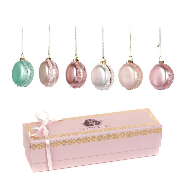 Glass macaroon ornament  BOX/6