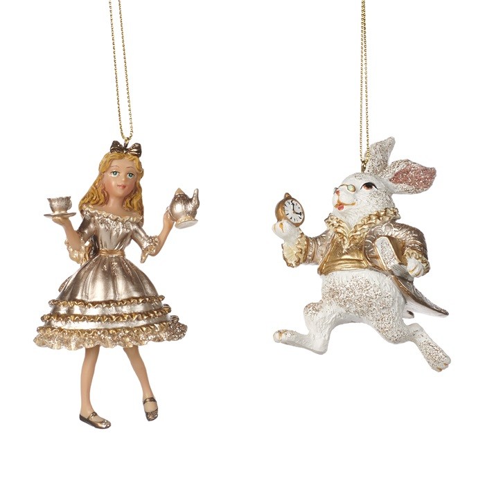 Wonderland rabbit  and Alice ornament  SET/2