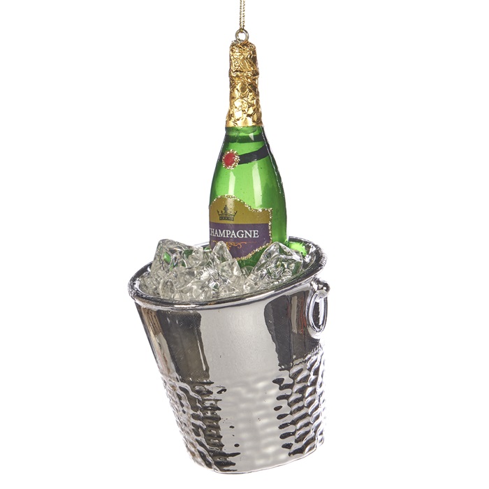 Glass champagne busket ornament