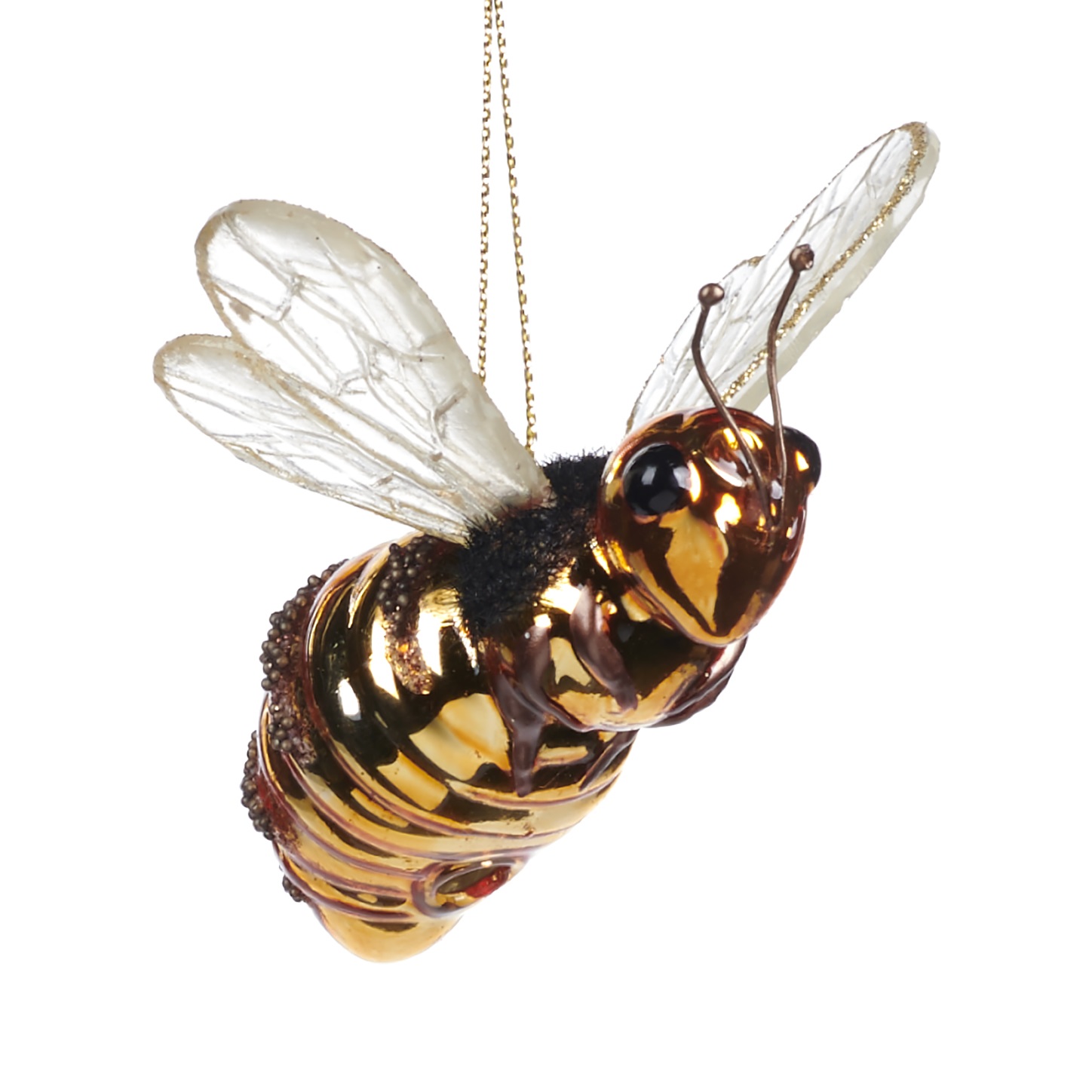 Glass beads glitter bee ornament